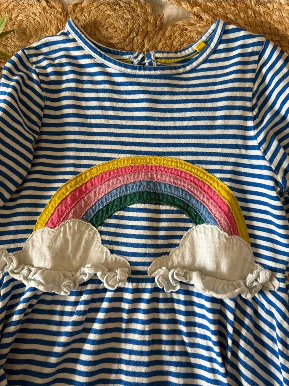 Mini Boden Rainbow Patchwork cotton Dress. 7-8